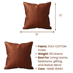 Fabric Crafted Cushion Cover – Melon | 12"x12" | Poly Cotton Foam Fabric | Elegant Ribbed Texture Design