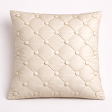 Hand Crafted Cushion Cover – Beige | 16"x16" | Poly Cotton | Classic Button Tufted Design