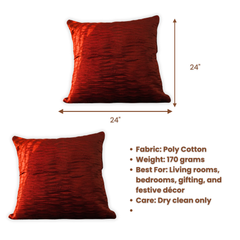 Fabric Crafted Maroon Cushion Cover – 24"x24" | Premium Poly Cotton