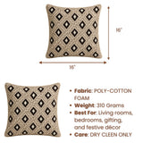 Handcrafted Cushion Cover – Cream | 16"x16" | Poly Cotton Foam Fabric | Diamond Motif Textured Design