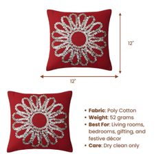 Handcrafted Maroon Cushion Cover  – 12"x12", Premium Poly Cotto