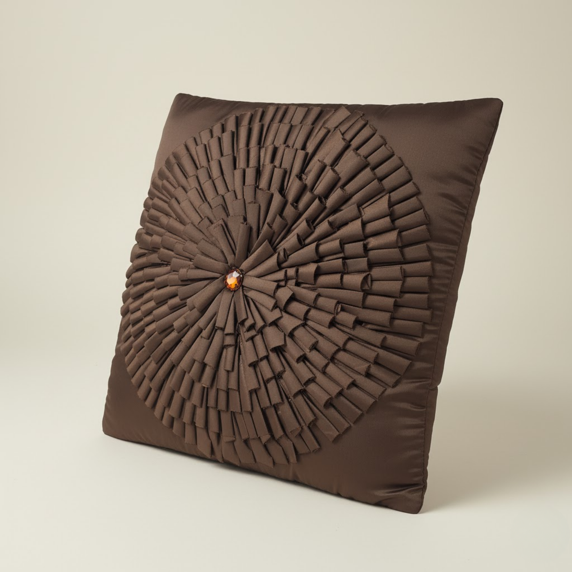 Fabric Crafted Brown Cushion Cover – 16"x16" | Premium Poly Cotton