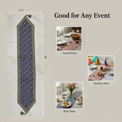 Fabric Crafted Blue Table Runner – 17.5"x70", Premium Poly Cotton