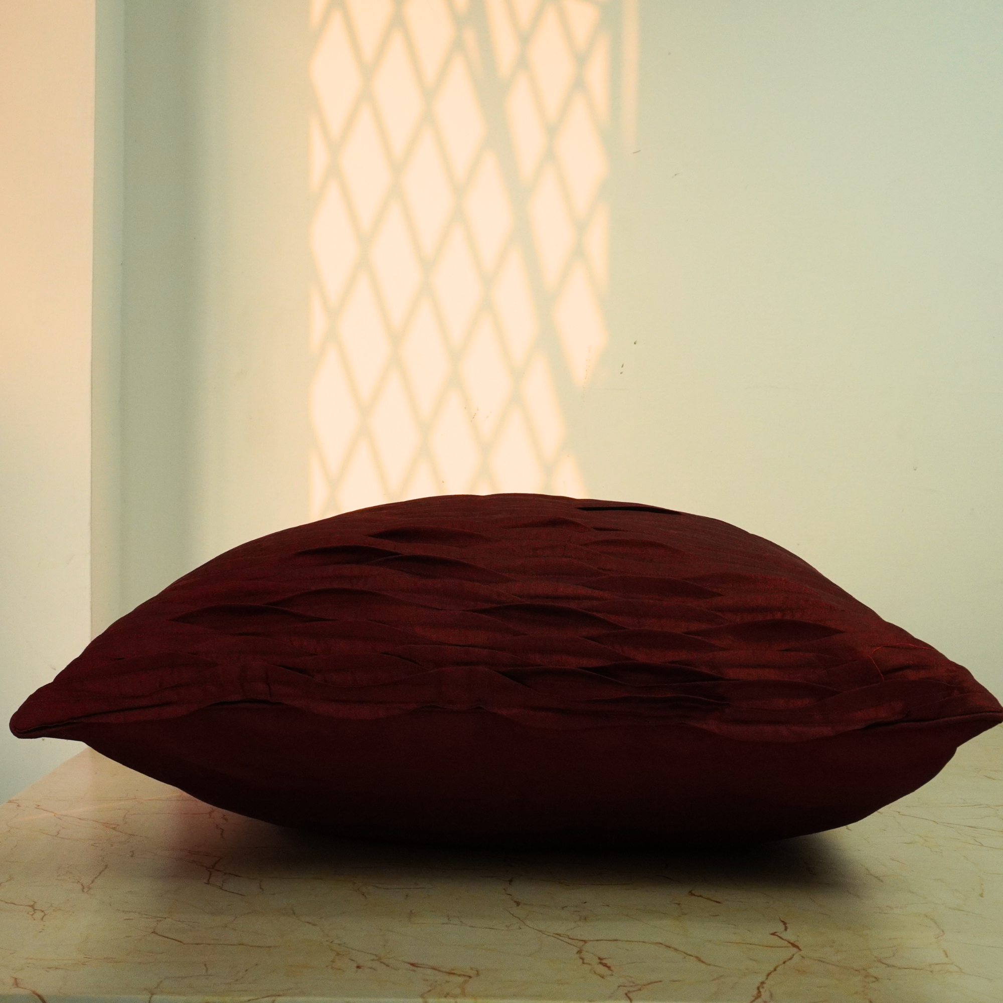 Fabric Crafted Maroon Cushion Cover – 24"x24" | Premium Poly Cotton