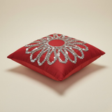 Handcrafted Maroon Cushion Cover  – 12"x12", Premium Poly Cotto