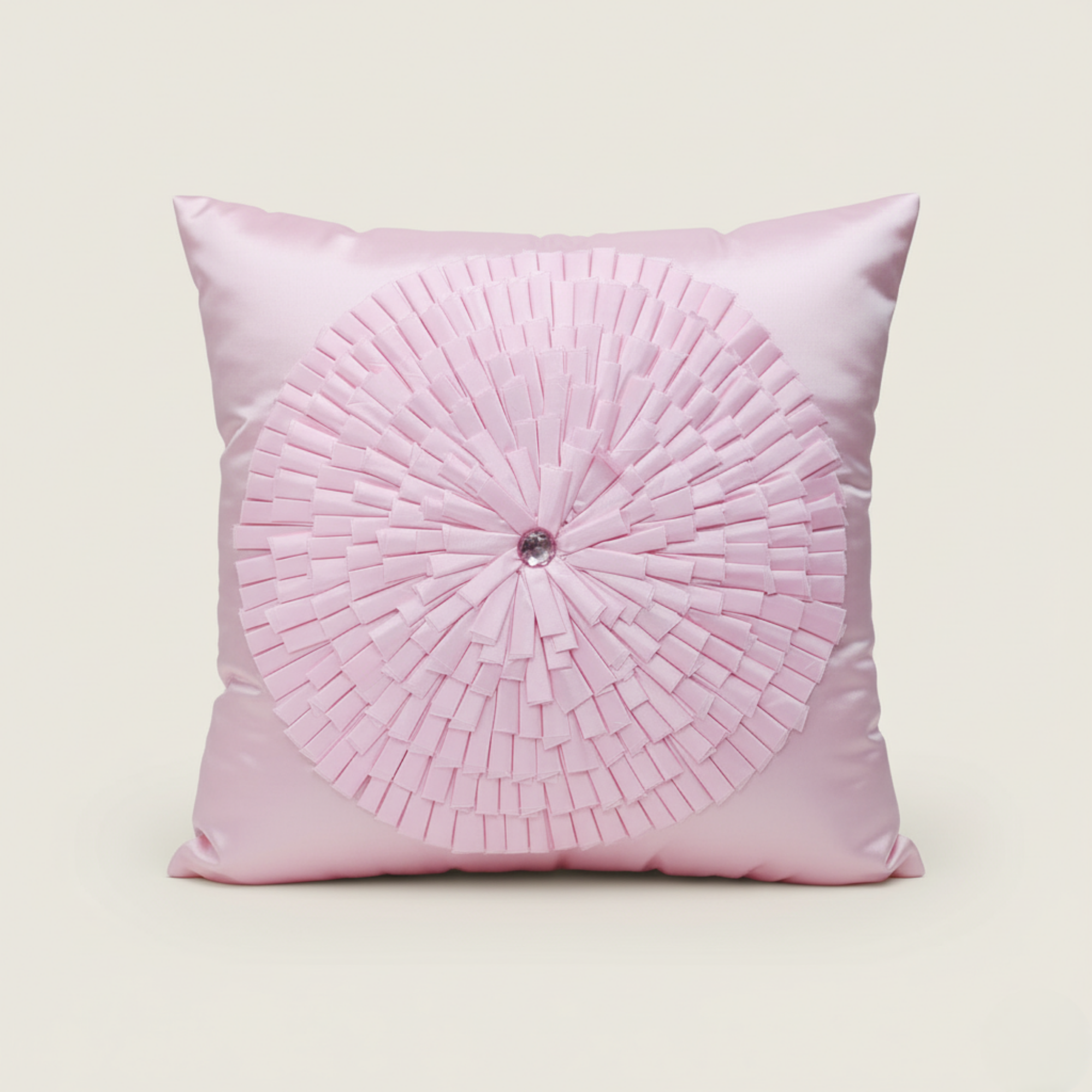 Fabric Crafted Pink Cushion Cover – 16"x16" | Premium Poly Cotton