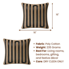 Handcrafted Cushion Cover – Green | 16"x16" | Modern Striped Decorative Cushion Cover