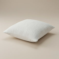 Fabric-Crafted White Cushion Cover – 24"x24", Wave Texture in Premium Poly Cotton