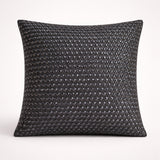Hand Crafted Cushion Cover – Black | 16"x16" | Poly Cotton | Textured Beaded Design