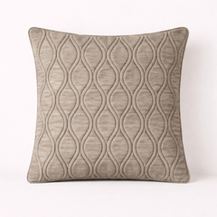 Fabric-Crafted Khaki Cushion Cover – 12"x12" | Elegant Wave Texture | Premium Poly Cotton