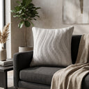 Grey Textured Decorative Cushion Cover | 16"x16" Modern Wave Pattern Cushion Cover