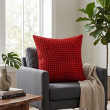 Handcrafted Red Beaded Cushion Cover – 16"x16" | Premium Poly Cotton | Elegant Handcrafted Design