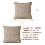 Fabric-Crafted Khaki Cushion Cover – 12"x12" | Elegant Wave Texture | Premium Poly Cotton
