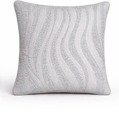 Grey Textured Decorative Cushion Cover | 16"x16" Modern Wave Pattern Cushion Cover