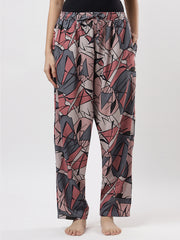 Women's Abstract Leaf Print Rayon Pyjama | Soft Elastic Waist Lounge Pants