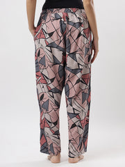 Women's Abstract Leaf Print Rayon Pyjama | Soft Elastic Waist Lounge Pants