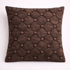 Hand Crafted Cushion Cover – Clay | 16"x16" | Poly Cotton | Classic Button Tufted Design
