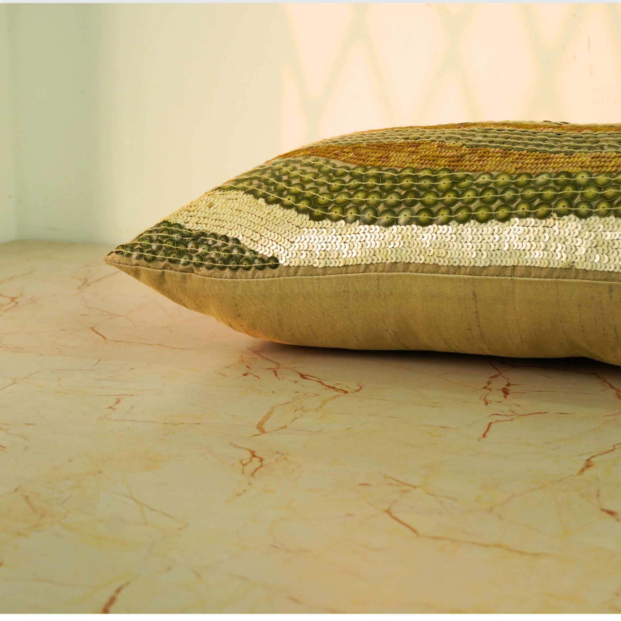 Handcrafted Green Bolster Cover – 19"x8" | Premium Poly Cotton
