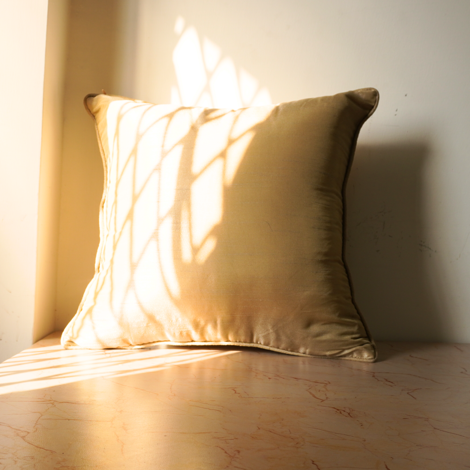 Handcrafted Beige Cushion Cover – 16"x16", Premium Poly Cotton