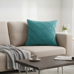 Fabric-Crafted Turquoise Cushion Cover – 24"x24" | Textured Wave Design | Premium Poly Cotton