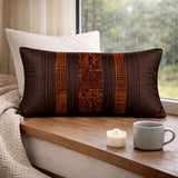 Hand Crafted Bolster Cover – Brown | 20"x8" | Poly Cotton Fabric | Embellished Designer Pattern