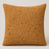 Handcrafted Cushion Cover – Beige | 16"x16" | Poly Cotton Wood Fabric | Premium Beaded Texture Design