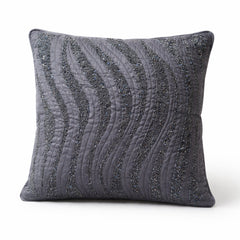 Black Textured Decorative Cushion Cover | 16"x16" Modern Wave Pattern Cushion Cover