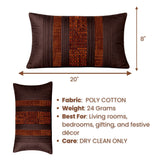 Hand Crafted Bolster Cover – Brown | 20"x8" | Poly Cotton Fabric | Embellished Designer Pattern