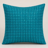 Handcrafted Turquoise Blue Beaded Cushion Cover – 16"x16" | Premium Poly Cotton | Elegant Handcrafted Design