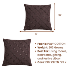 Hand Crafted Cushion Cover – Black | 16"x16" | Poly Cotton | Classic Button Tufted Design