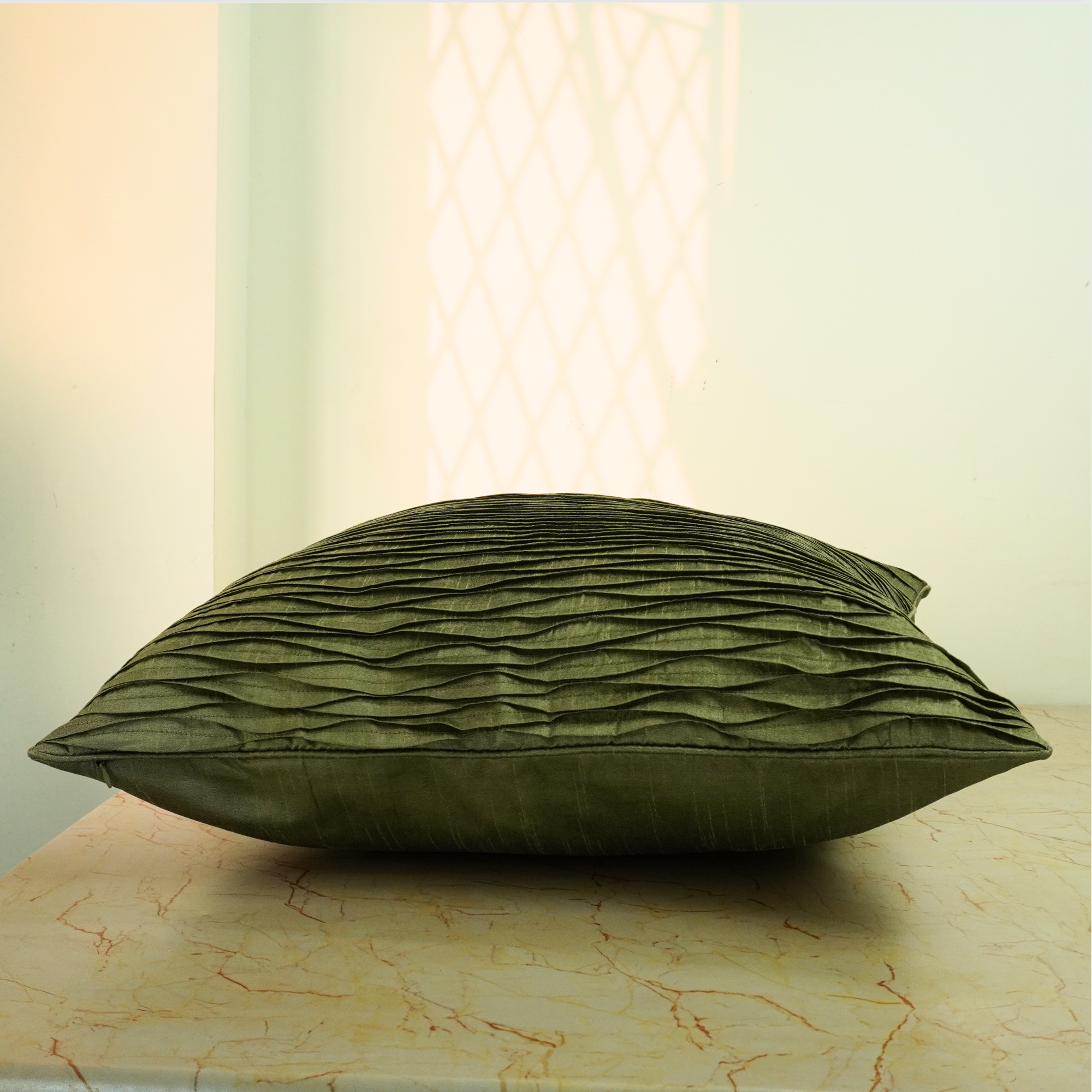 Fabric Crafted Green Cushion Cover – 24"x24" | Premium Poly Cotton