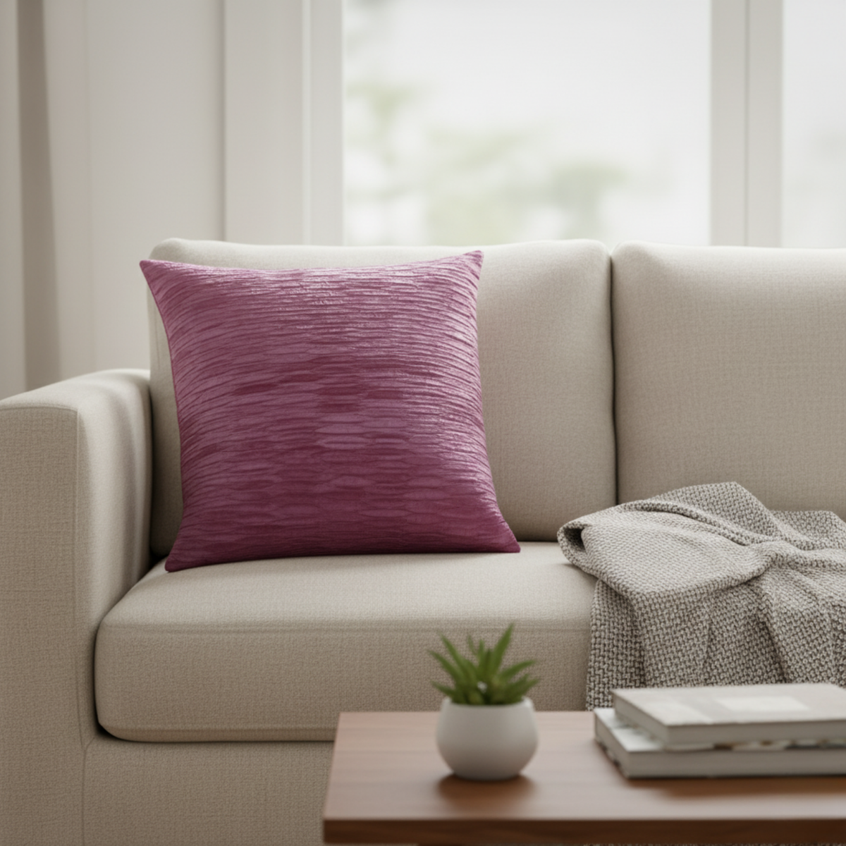 Fabric Crafted Purple Cushion Cover – 24"x24" | Premium Poly Cotton