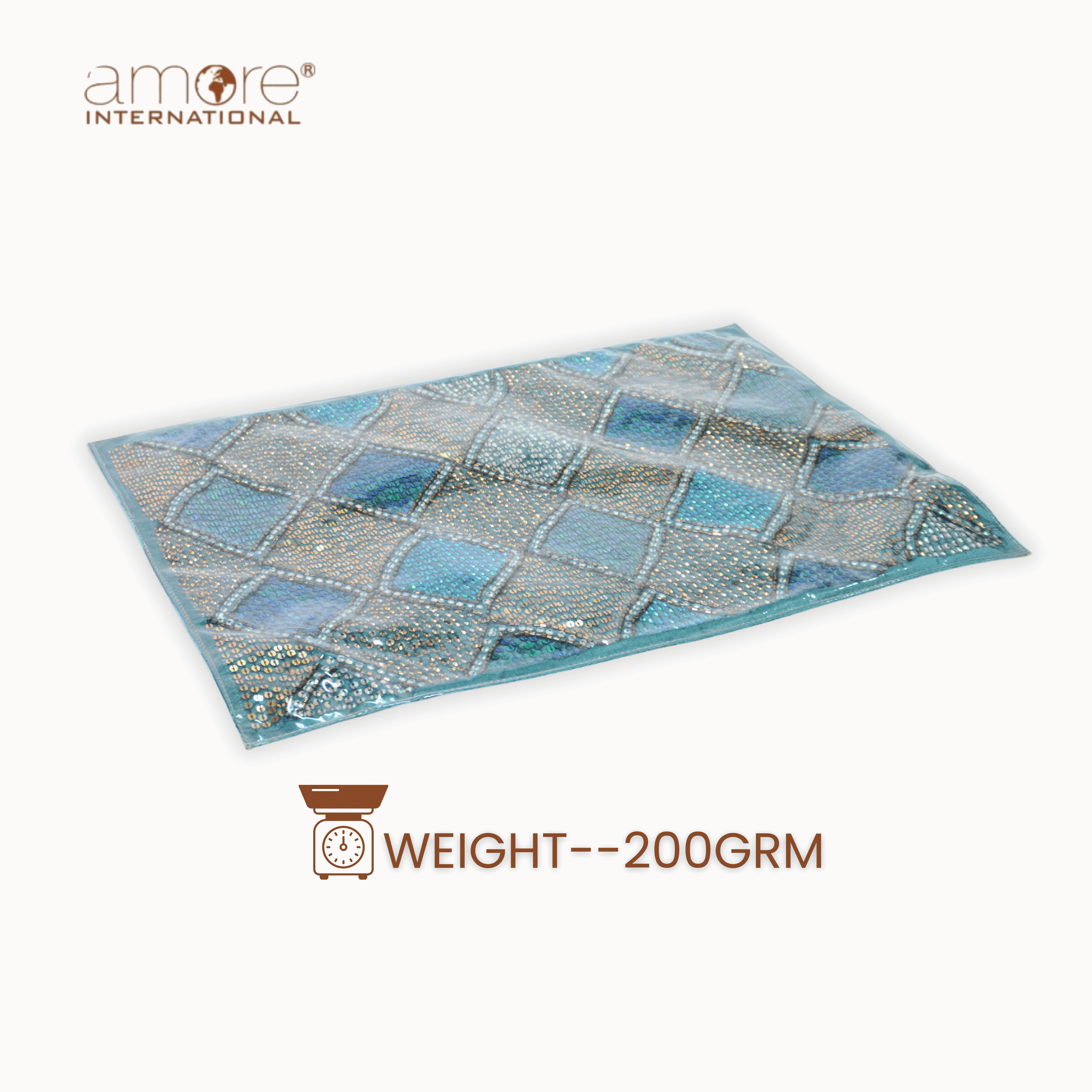 Handcrafted Laminated Placemat – Turquoise, 12"x18"