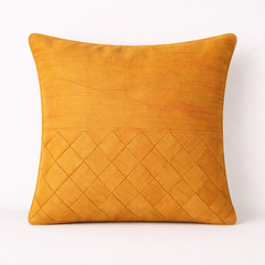 Fabric-Crafted Gold Yellow Cushion Cover – 12"x12" | Diamond Quilted Texture | Premium Poly Cotton