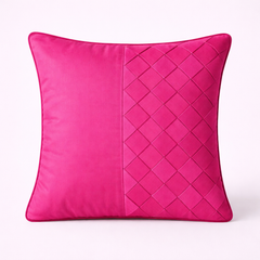 Fabric-Crafted Cushion Cover – Pink | 12"x12" | Poly Cotton | Soft & Stylish
