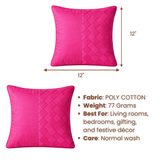 Fabric-Crafted Cushion Cover – Pink | 12"x12" | Poly Cotton | Soft & Stylish