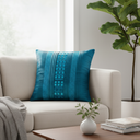 Hand Crafted Cushion Cover – Turquoise | 16"x16" | Poly Cotton | Textured Panel Design