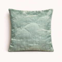 Hand Crafted Cushion Cover – Green | 16"x16" | Poly Cotton | Embroidered Sequin Floral Design