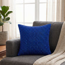 Handcrafted Royal Blue Beaded Cushion Cover – 12"x12" | Premium Poly Cotton | Elegant Handcrafted Design