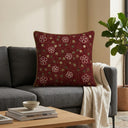 Red Embroidered Decorative Cushion Cover | 16"x16" Luxury Designer Cushion Cover
