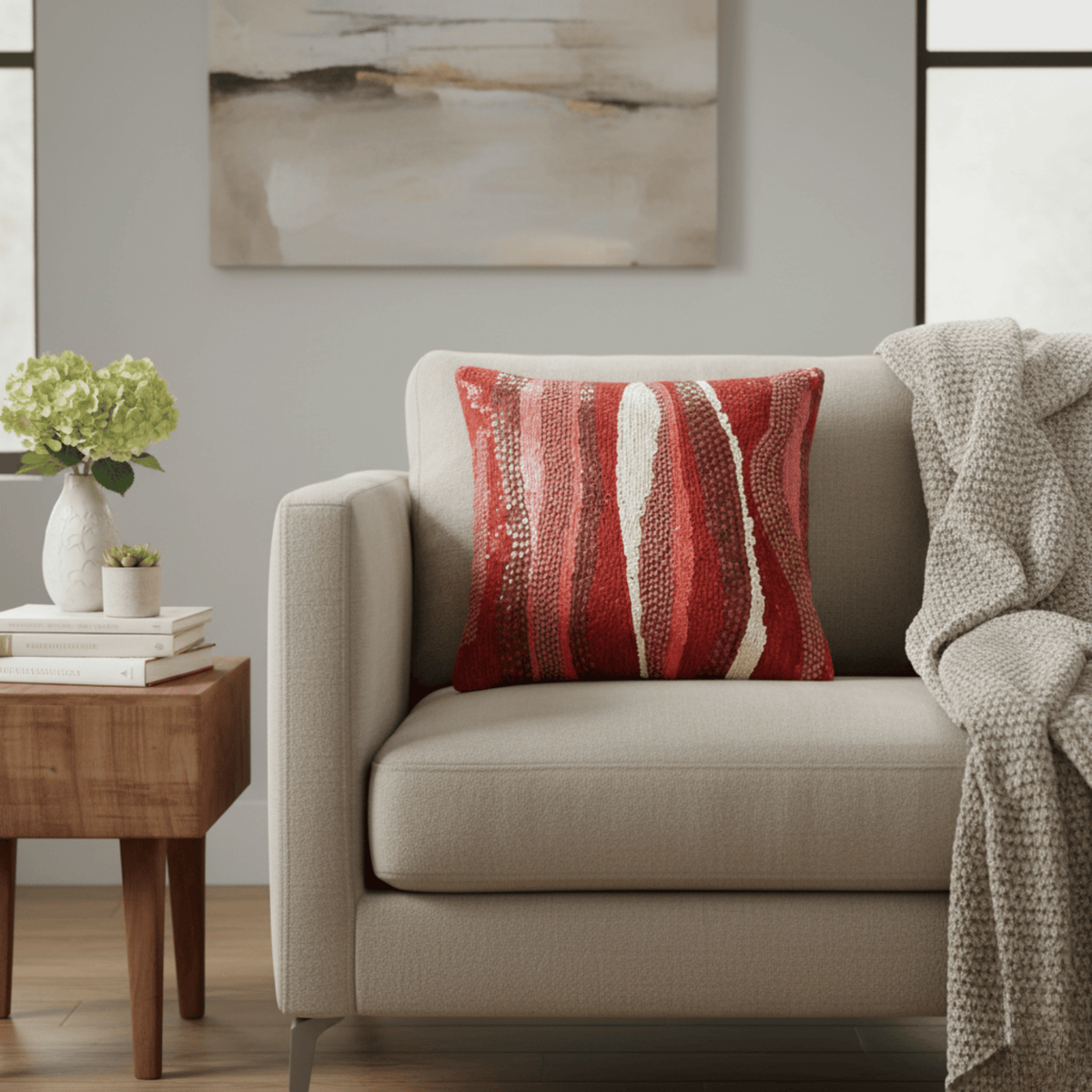 Handcrafted Maroon Cushion Cover – 16"x16"