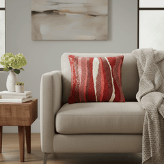 Handcrafted Maroon Cushion Cover – 16"x16"