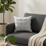 Hand-Crafted Cushion Cover – Grey Silver | 12"x12" | Poly-Foam-Cotton | Elegant Festive Accent