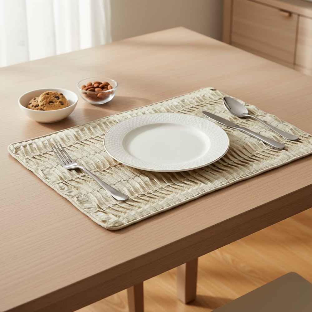 Set of 6 - Fabric-Crafted Sand Placemat – 13"x19", Premium Poly Cotton