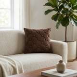 Hand Crafted Cushion Cover – Clay | 12"x12" | Poly Cotton | Diamond Button Tufted Design