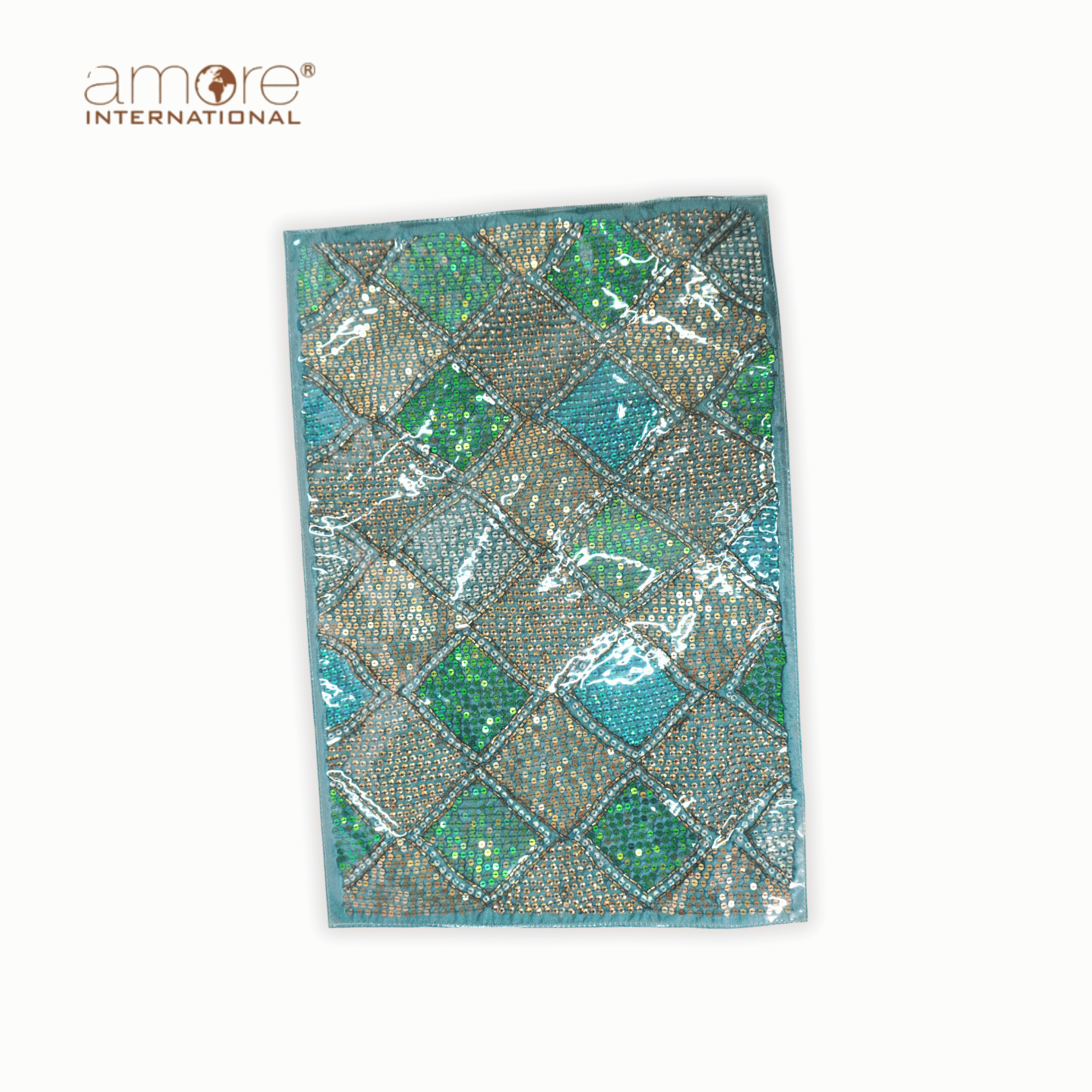 Handcrafted Laminated Placemat – Turquoise, 12"x18"