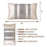 Hand Crafted Bolster Cover – White | 20"x8" | Poly Cotton Fabric | Embellished Designer Pattern