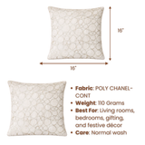 Machine-Crafted Light Beige Cushion Cover – 16"x16" | Circular Embroidered Design | Premium Poly Channel Fabric