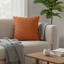 Fabric Crafted Orange Cushion Cover – 24"x24" | Premium Poly Cotton