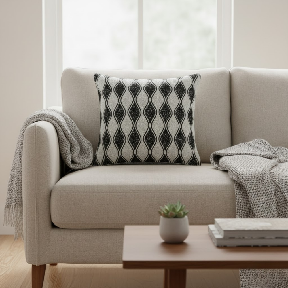 Handcrafted White Cushion Cover – 16"x16", Premium Poly Cotton